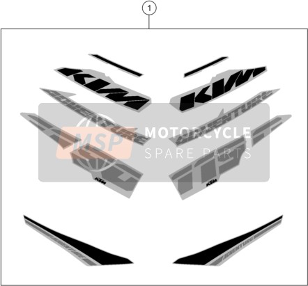 KTM 1190 ADV. ABS GREY WES. France 2013 Decal for a 2013 KTM 1190 ADV. ABS GREY WES. France