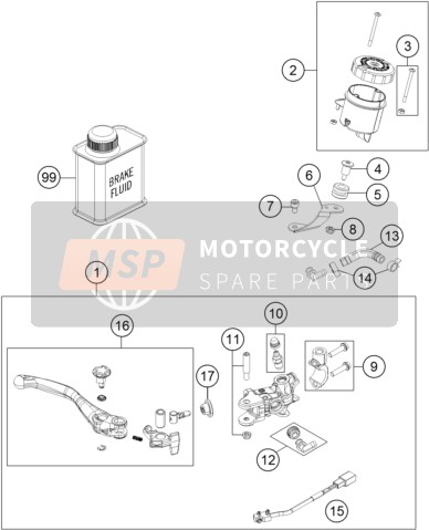 6201300110030, Handbremszylinder Kpl. Black, KTM, 0