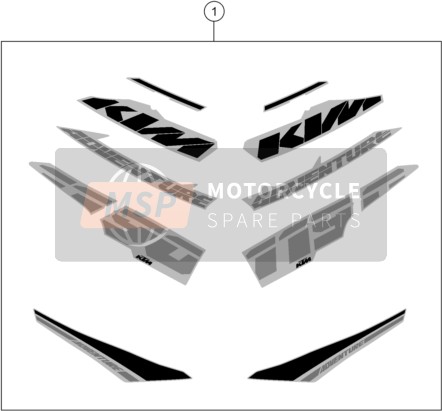 KTM 1190 ADV. ABS GREY WES. Europe 2014 Sticker voor een 2014 KTM 1190 ADV. ABS GREY WES. Europe