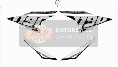 KTM 1190 ADV. ABS GREY WES. Europe 2015 Decal for a 2015 KTM 1190 ADV. ABS GREY WES. Europe