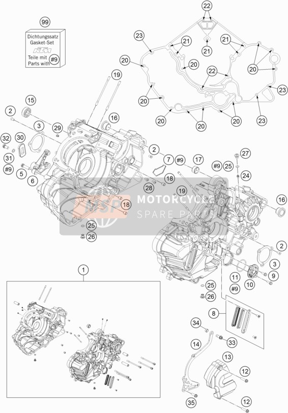 KTM 1190 ADV. ABS GREY WES. Europe 2015 Boîtier moteur pour un 2015 KTM 1190 ADV. ABS GREY WES. Europe