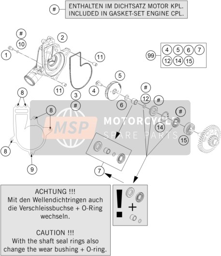 KTM 1190 ADV. ABS GREY WES. France 2015 Water Pump for a 2015 KTM 1190 ADV. ABS GREY WES. France