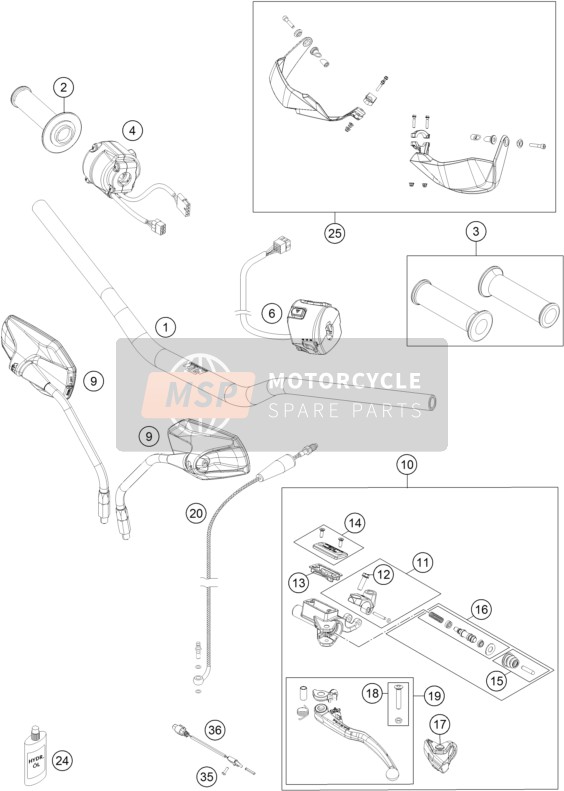 KTM 1190 ADVENTURE ABS GREY USA 2013 Handlebar, Controls for a 2013 KTM 1190 ADVENTURE ABS GREY USA