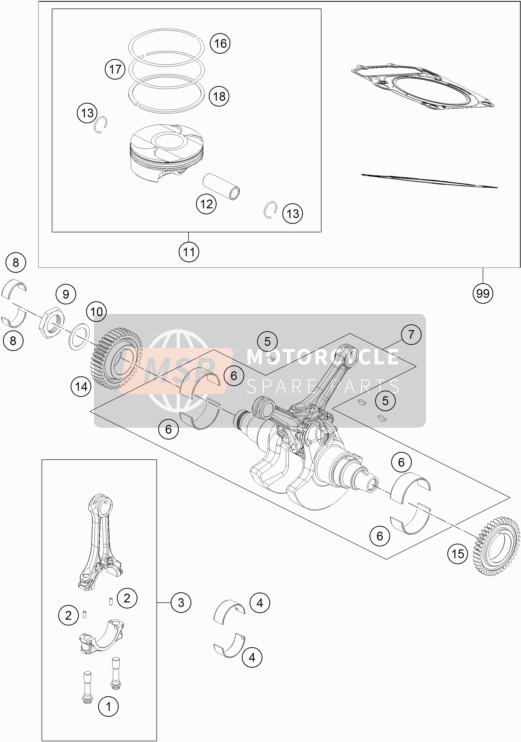 KTM 1190 ADVENTURE ABS GREY Europe 2015 Crankshaft, Piston for a 2015 KTM 1190 ADVENTURE ABS GREY Europe