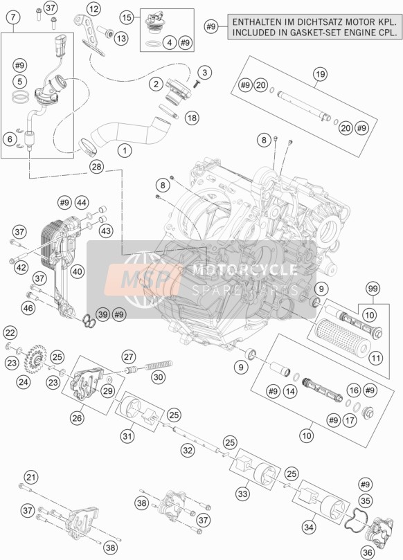 KTM 1190 ADVENTURE ABS GREY CKD Brazil 2015 Sistema di lubrificazione per un 2015 KTM 1190 ADVENTURE ABS GREY CKD Brazil