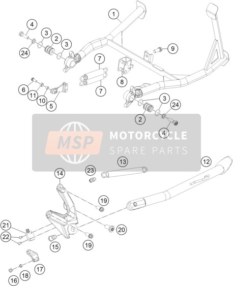 KTM 1190 ADVENTURE ABS GREY CKD Brazil 2015 Côté / Béquille centrale pour un 2015 KTM 1190 ADVENTURE ABS GREY CKD Brazil