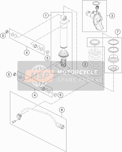 KTM 1190 ADVENTURE ABS OR. CKD Brazil 2015 Shock Absorber Disassembled for a 2015 KTM 1190 ADVENTURE ABS OR. CKD Brazil