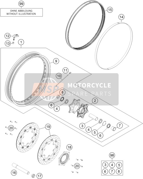 KTM 1190 ADVENTURE ABS ORANGE USA 2015 Front Wheel for a 2015 KTM 1190 ADVENTURE ABS ORANGE USA