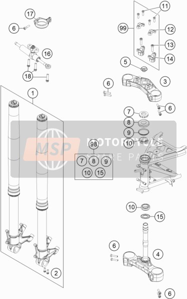 KTM 1190 ADVENTURE ABS ORANGE China 2016 Front Fork, Triple Clamp for a 2016 KTM 1190 ADVENTURE ABS ORANGE China