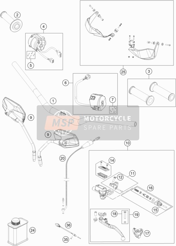 KTM 1190 ADVENTURE ABS ORANGE Australia 2016 Handlebar, Controls for a 2016 KTM 1190 ADVENTURE ABS ORANGE Australia