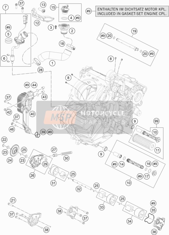 KTM 1190 ADVENTURE ABS ORANGE Australia 2016 Lubricating System for a 2016 KTM 1190 ADVENTURE ABS ORANGE Australia