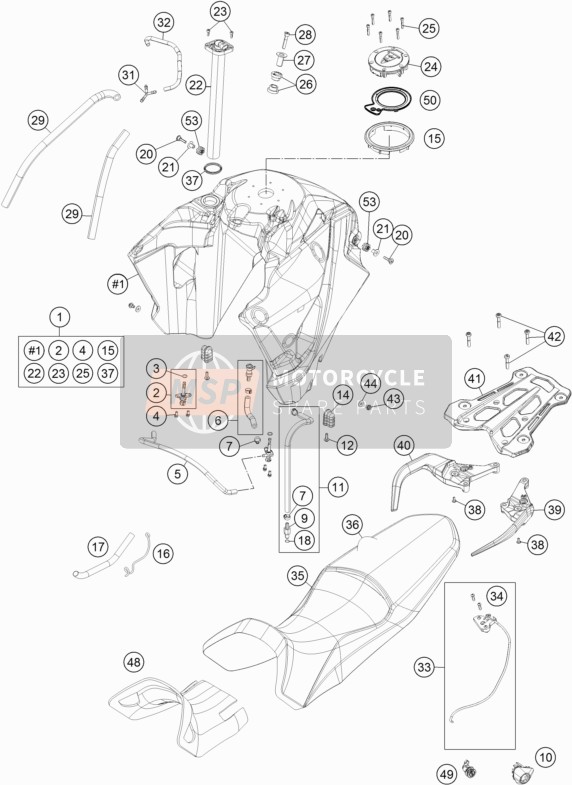 KTM 1190 ADVENTURE R ABS Japan 2013 Tank, Seat for a 2013 KTM 1190 ADVENTURE R ABS Japan