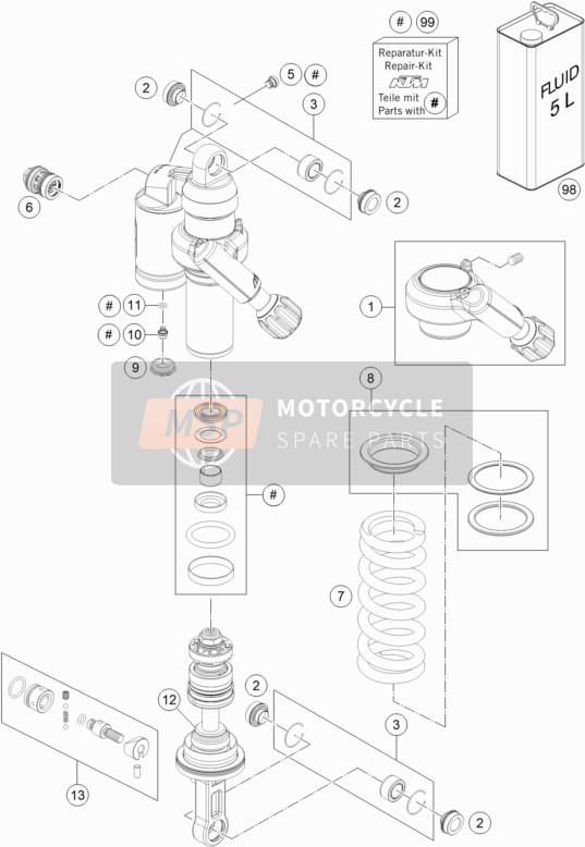 KTM 1190 ADVENTURE R ABS Australia 2014 Shock Absorber Disassembled for a 2014 KTM 1190 ADVENTURE R ABS Australia