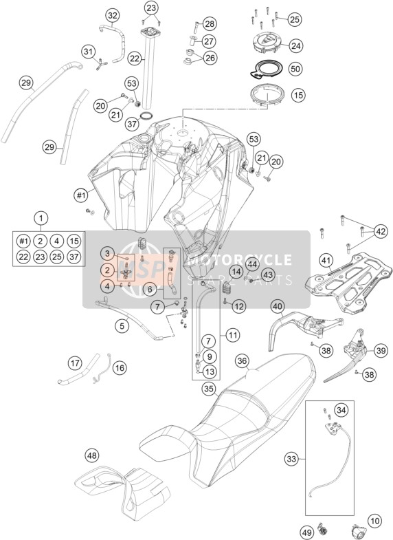 KTM 1190 ADVENTURE R ABS Japan 2014 Tank, Seat for a 2014 KTM 1190 ADVENTURE R ABS Japan