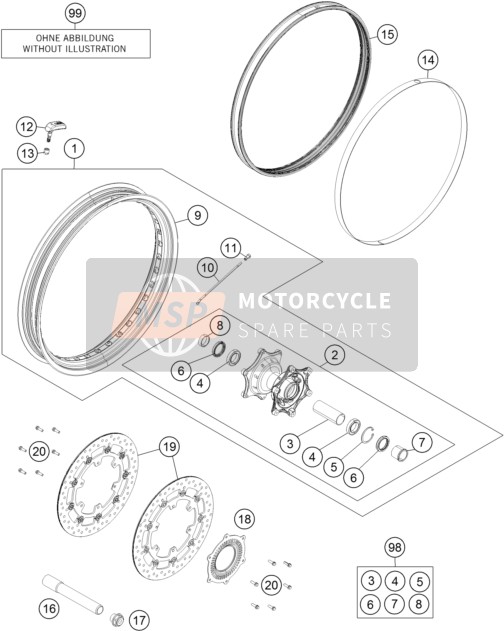 KTM 1190 ADVENTURE R ABS Japan 2015 Front Wheel for a 2015 KTM 1190 ADVENTURE R ABS Japan