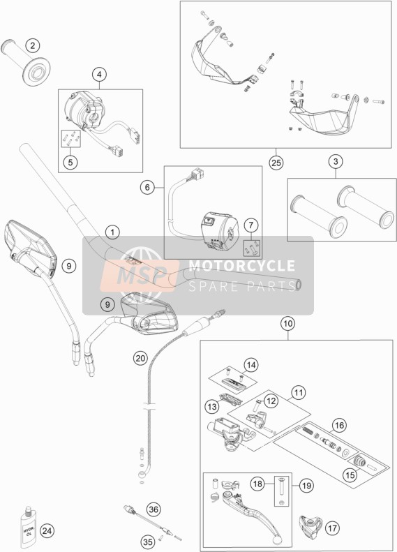 KTM 1190 ADVENTURE R ABS Japan 2015 Handlebar, Controls for a 2015 KTM 1190 ADVENTURE R ABS Japan