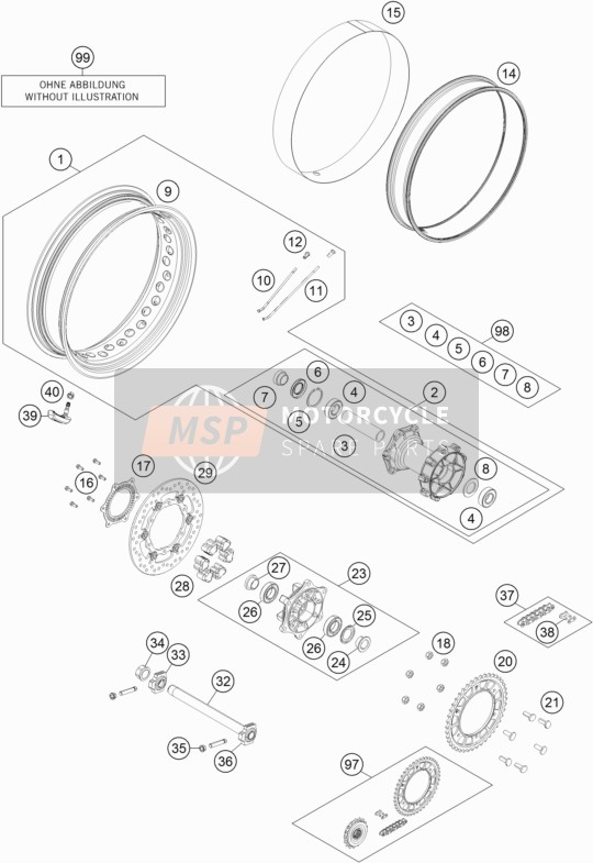 KTM 1190 ADVENTURE R ABS Europe 2015 Rear Wheel for a 2015 KTM 1190 ADVENTURE R ABS Europe