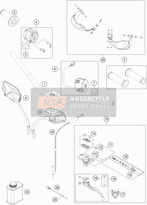 KTM 1190 ADVENTURE R ABS Australia 2016 Handlebar, Controls for a 2016 KTM 1190 ADVENTURE R ABS Australia