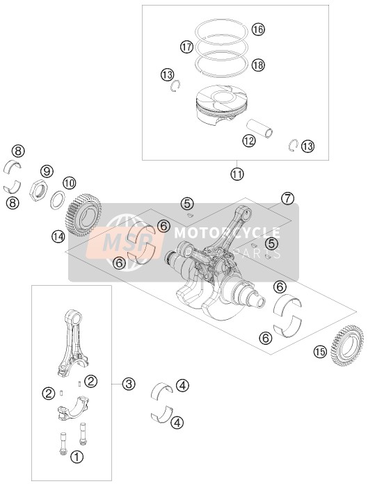 KTM 1190 RC8-R USA 2010 Crankshaft, Piston for a 2010 KTM 1190 RC8-R USA