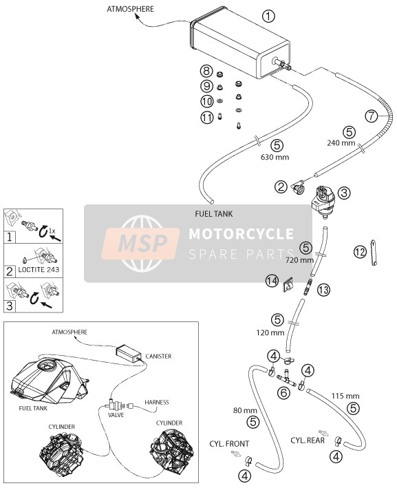 KTM 1190 RC8-R USA 2010 Cartouche évaporative pour un 2010 KTM 1190 RC8-R USA