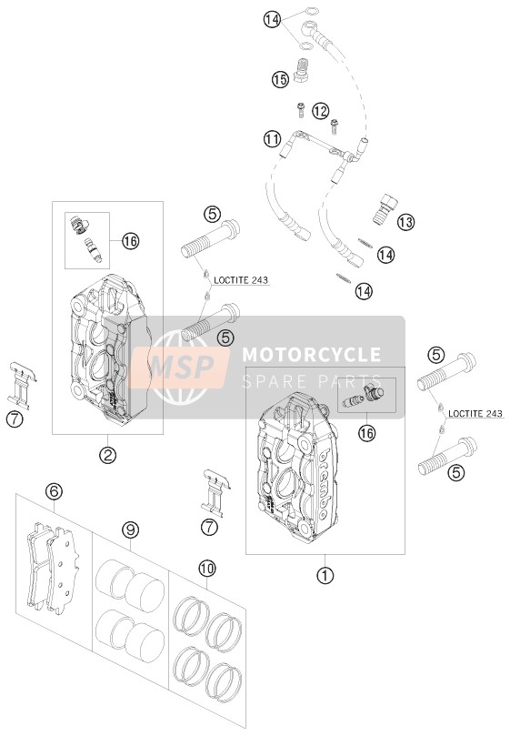 KTM 1190 RC8-R USA 2010 Front Brake Caliper for a 2010 KTM 1190 RC8-R USA