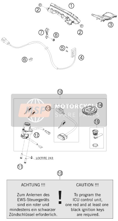 KTM 1190 RC8-R France 2010 Instruments / Lock System for a 2010 KTM 1190 RC8-R France