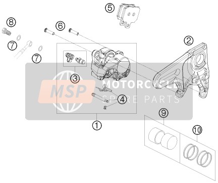 KTM 1190 RC8-R France 2010 Rear Brake Caliper for a 2010 KTM 1190 RC8-R France