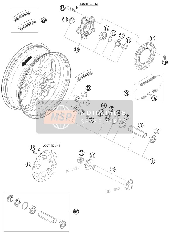 KTM 1190 RC8-R USA 2010 Rear Wheel for a 2010 KTM 1190 RC8-R USA