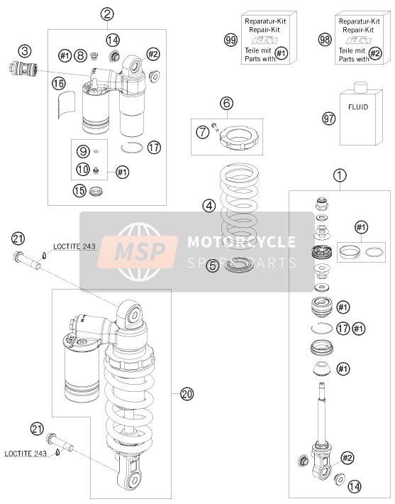 KTM 1190 RC8-R France 2010 Shock Absorber for a 2010 KTM 1190 RC8-R France