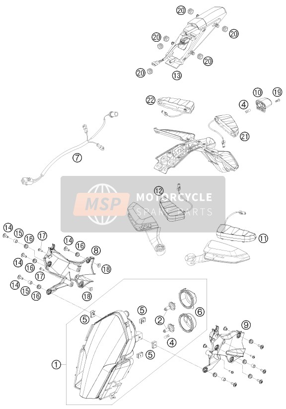 KTM 1190 RC8-R LIM.ED.AKRAPOVIC USA 2010 Système d'éclairage pour un 2010 KTM 1190 RC8-R LIM.ED.AKRAPOVIC USA