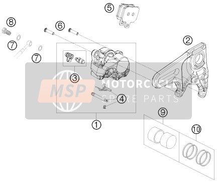 KTM 1190 RC8-R LIM.ED.AKRAPOVIC USA 2010 Étrier de frein arrière pour un 2010 KTM 1190 RC8-R LIM.ED.AKRAPOVIC USA