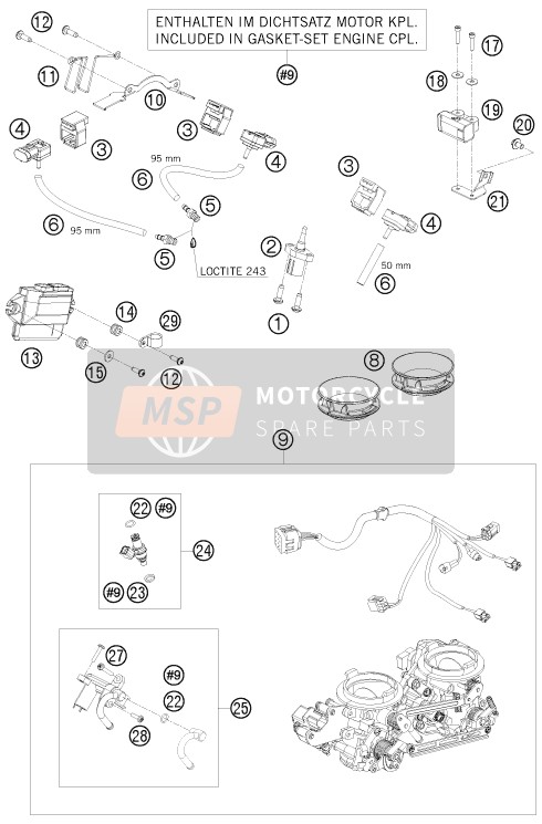 KTM 1190 RC8-R LIM.ED.AKRAPOVIC USA 2010 Corps de papillon pour un 2010 KTM 1190 RC8-R LIM.ED.AKRAPOVIC USA