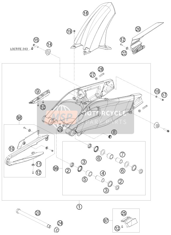 KTM 1190 RC8 BLACK Australia 2010 Swing Arm for a 2010 KTM 1190 RC8 BLACK Australia