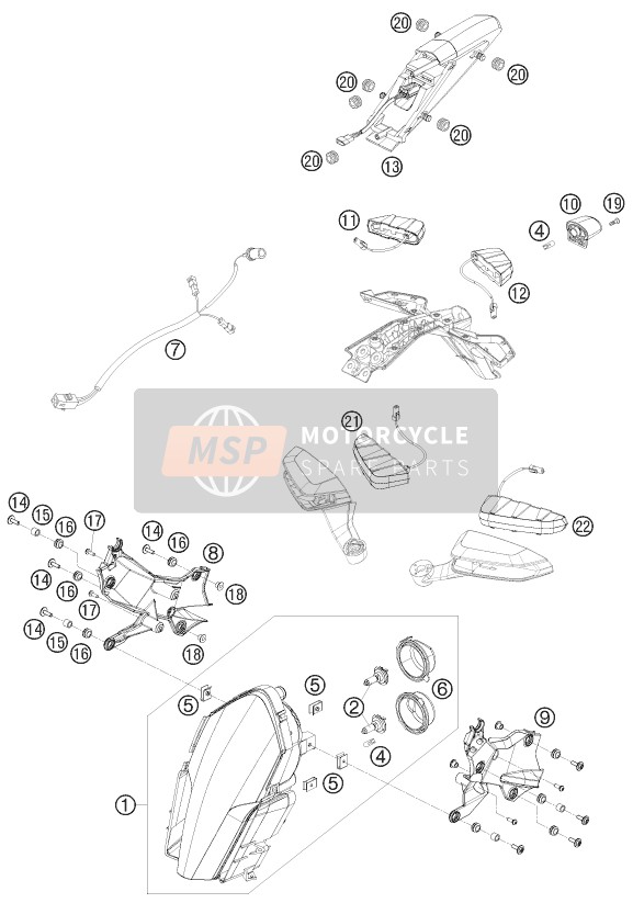 KTM 1190 RC8 ORANGE France 2010 Lighting System for a 2010 KTM 1190 RC8 ORANGE France