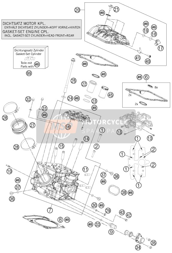 KTM 1190 RC8 R BLACK USA 2011 Cylinder Head Rear for a 2011 KTM 1190 RC8 R BLACK USA