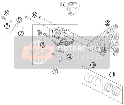 KTM 1190 RC8 R BLACK France 2011 Rear Brake Caliper for a 2011 KTM 1190 RC8 R BLACK France