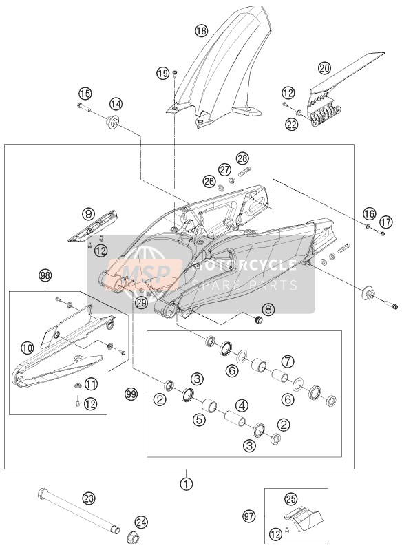 KTM 1190 RC8 R BLACK USA 2012 Schwinge für ein 2012 KTM 1190 RC8 R BLACK USA