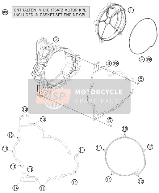 KTM 1190 RC8 R WHITE Europe 2011 Clutch Cover for a 2011 KTM 1190 RC8 R WHITE Europe