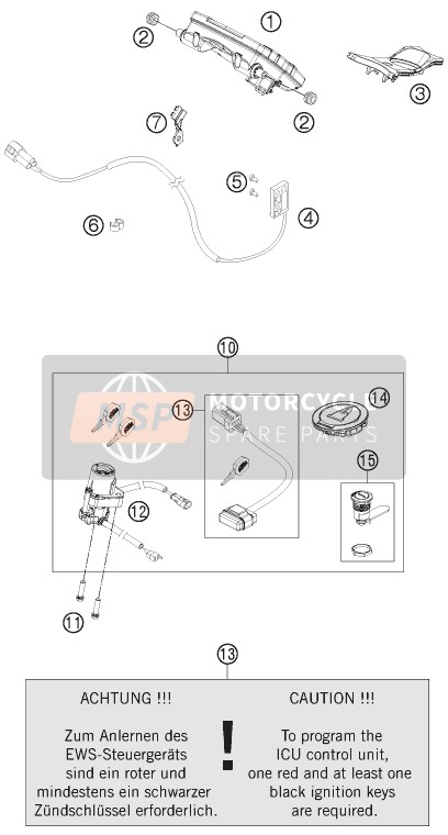 KTM 1190 RC8 R WHITE Europe 2011 Instruments / Lock System for a 2011 KTM 1190 RC8 R WHITE Europe