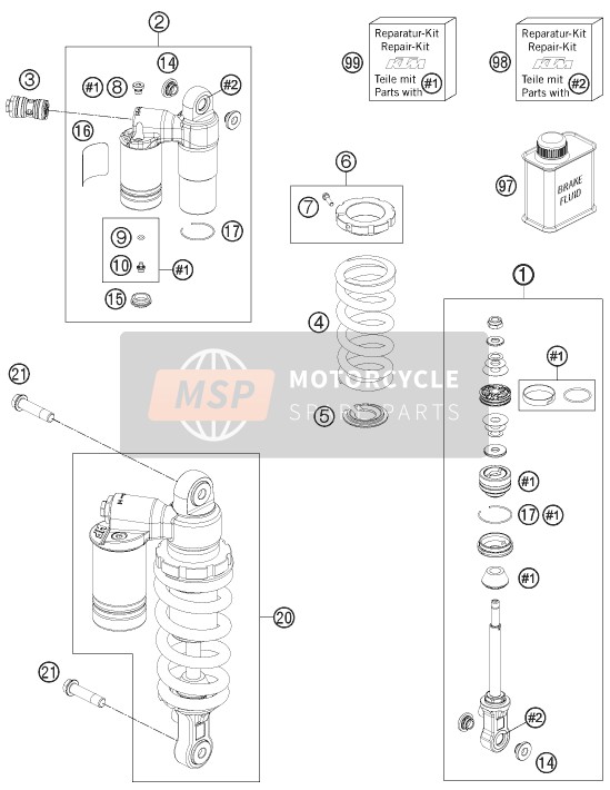 KTM 1190 RC8 R WHITE France 2011 Stoßdämpfer für ein 2011 KTM 1190 RC8 R WHITE France