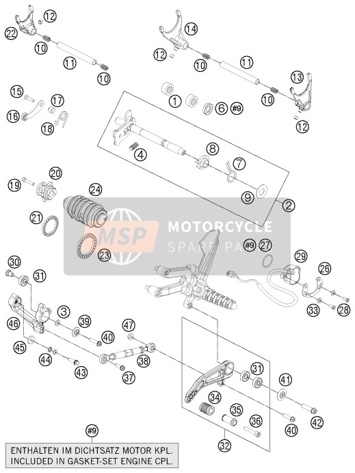 KTM 1190 RC8 R WHITE Europe 2012 Mecanismo de cambio para un 2012 KTM 1190 RC8 R WHITE Europe