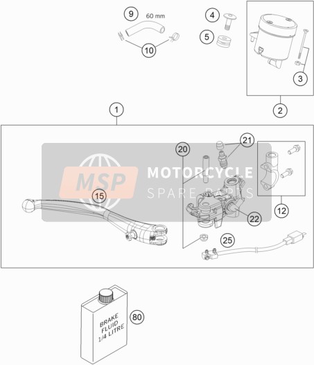 KTM 1190 RC8 R WHITE Europe 2013 Bremssteuerung vorne für ein 2013 KTM 1190 RC8 R WHITE Europe