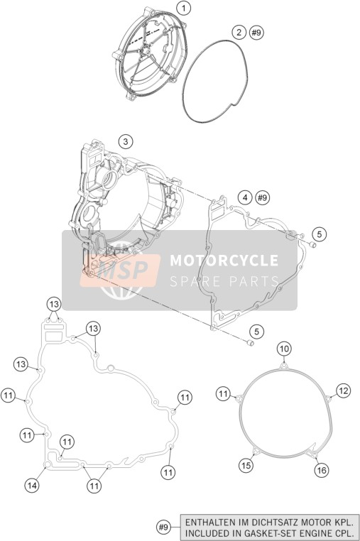 KTM 1190 RC8 R WHITE Europe 2014 Clutch Cover for a 2014 KTM 1190 RC8 R WHITE Europe