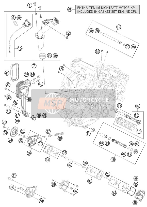 KTM 1190 RC8 R WHITE USA 2014 Lubricating System for a 2014 KTM 1190 RC8 R WHITE USA