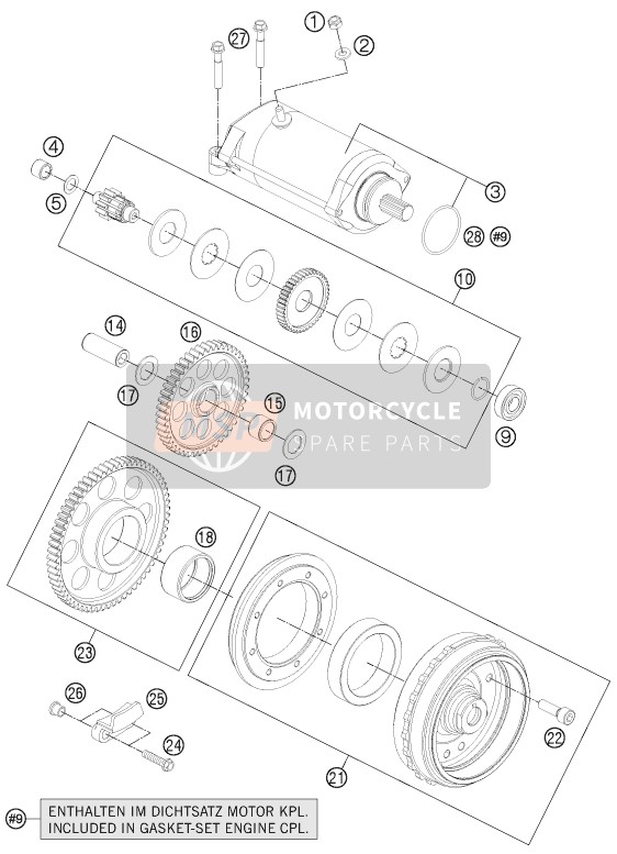 KTM 1190 RC8 R WHITE USA 2015 Arrancador eléctrico para un 2015 KTM 1190 RC8 R WHITE USA