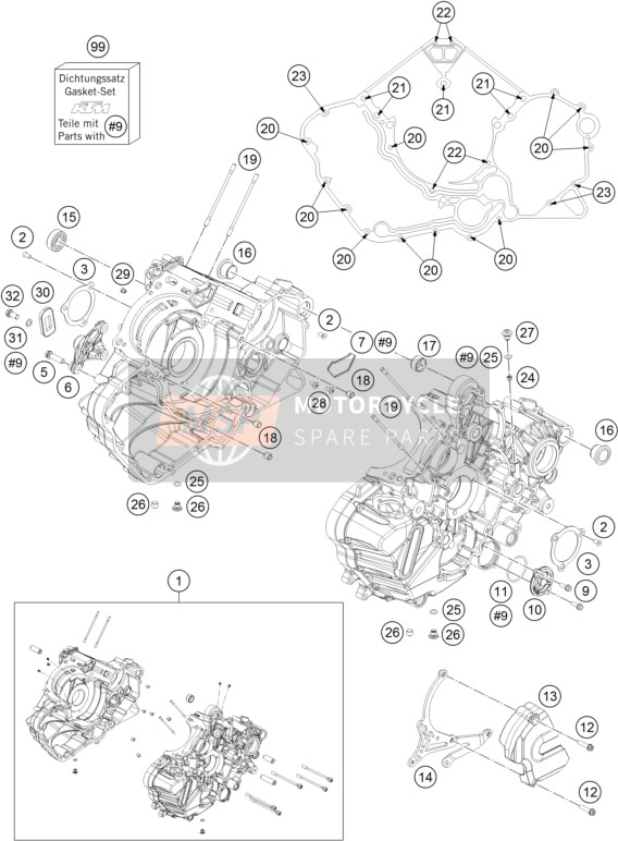 KTM 1190 RC8 R WHITE EU, GB 2015 Engine Case for a 2015 KTM 1190 RC8 R WHITE EU, GB