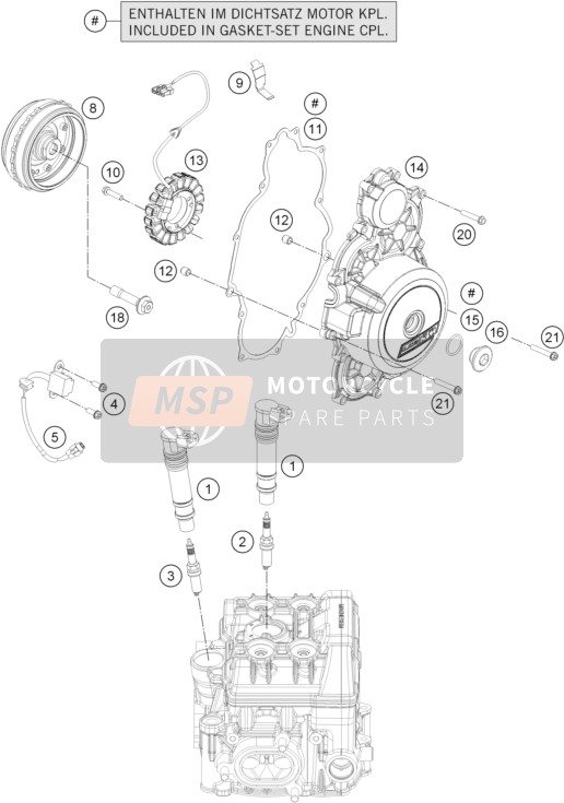 KTM 1190 RC8 R WHITE EU, GB 2015 Ignition System for a 2015 KTM 1190 RC8 R WHITE EU, GB