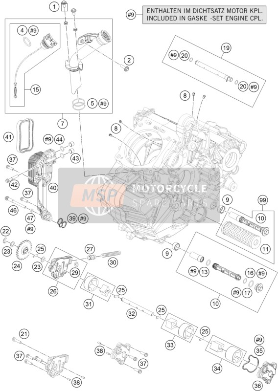 KTM 1190 RC8 R WHITE EU, GB 2015 Sistema de lubricación para un 2015 KTM 1190 RC8 R WHITE EU, GB
