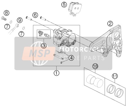 KTM 1190 RC8 R WHITE USA 2015 Étrier de frein arrière pour un 2015 KTM 1190 RC8 R WHITE USA