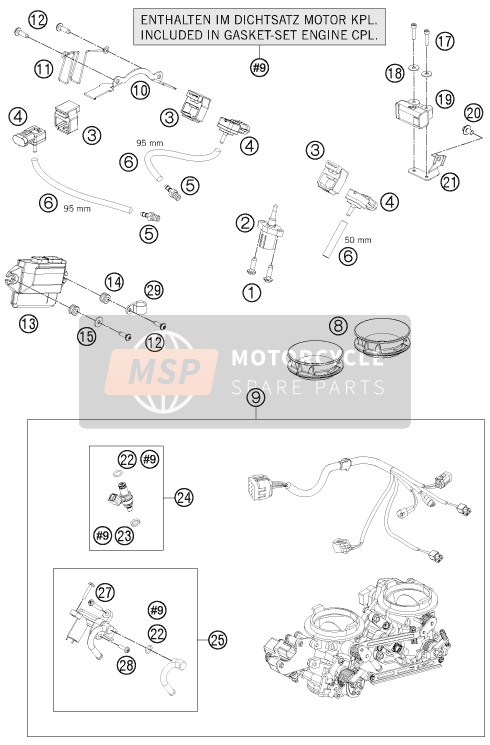 KTM 1190 RC8 R WHITE EU, GB 2015 Throttle Body for a 2015 KTM 1190 RC8 R WHITE EU, GB